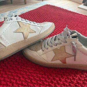 Shu Shop White and Gold Star Sneakers